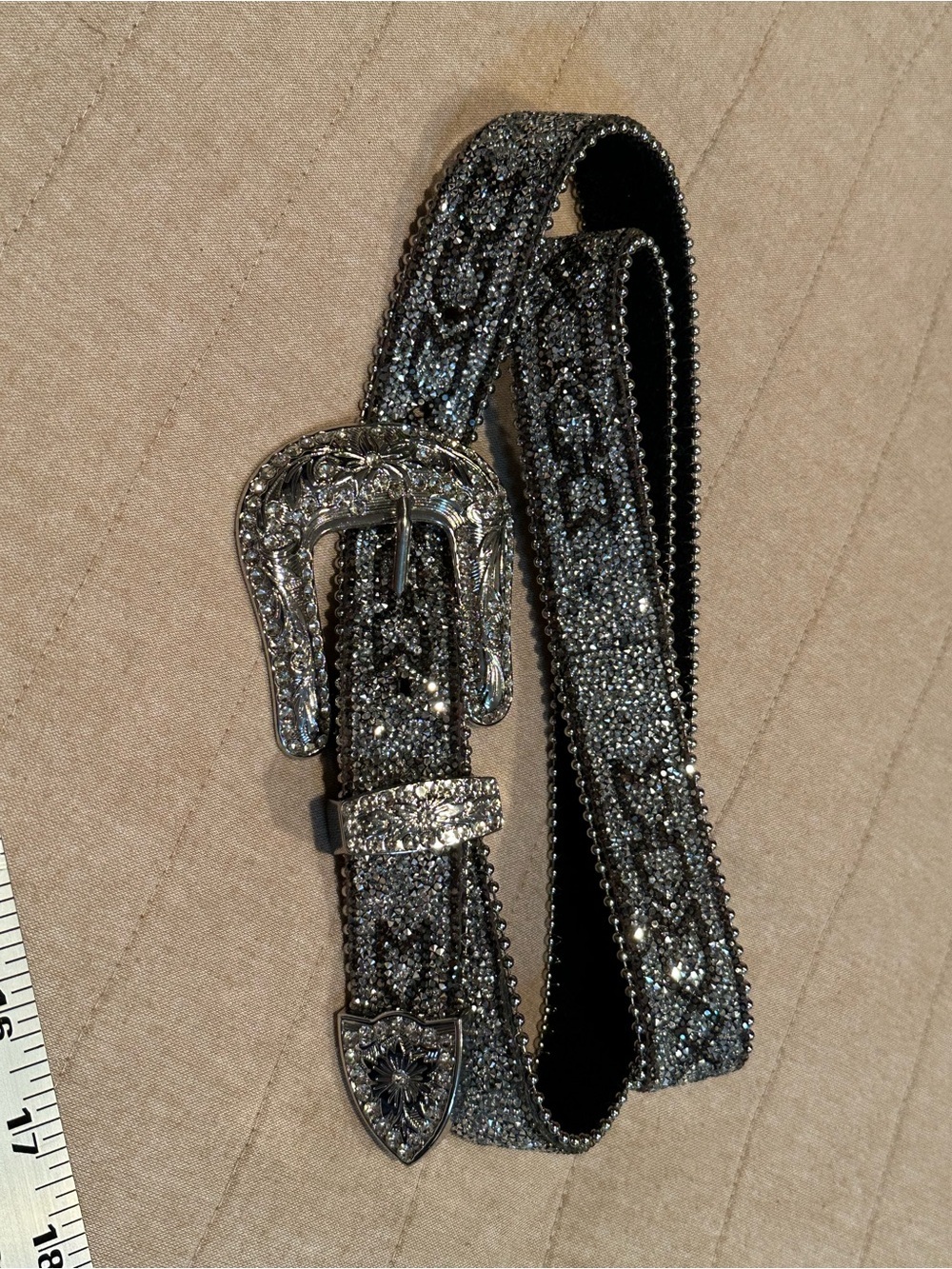 Stanley Silver Crystal-Embellished Western Belt